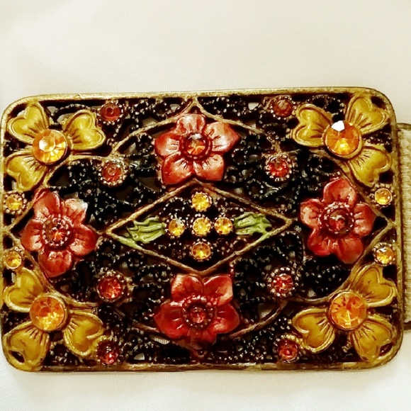 VTG Rhinestone Buckle Webbed Belt - Picture 3 of 7